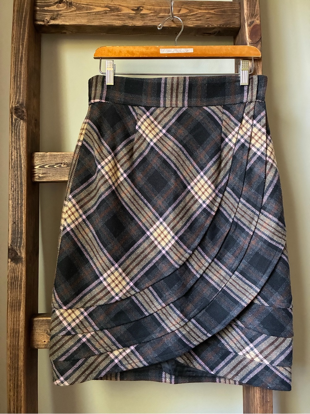 Plenty Tracy Reese Plaid Tulip Pencil Skirt Wool Blend Size 8 Fall